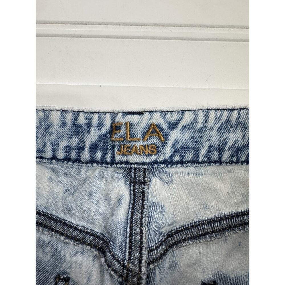 ELA Jeans Womens Sz 8 Light Wash Wide Leg Denim Jeans Distressed Cotton - Picture 4 of 7
